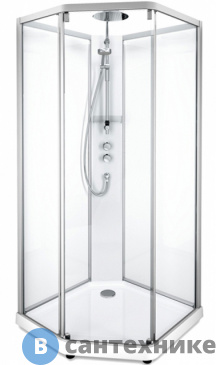 картинка Душевая кабина IDO SHOWERAMA 10-5 90х90 COMFORT пятиугольная, алюминиевый профиль и прозрачное стекло