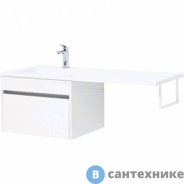 картинка Тумба с раковиной Aquanet Токио 120 L белый (подвесная, 1 ящик) (239212)