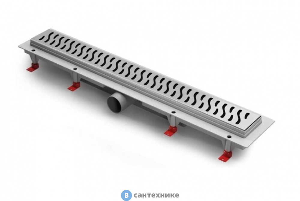 Водоотводящий пластиковый желоб AZARIO D40 (боковой слив) с решеткой Harmony 750 мм (AZ-CH 750 H)