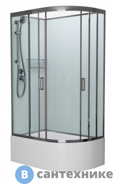 картинка Душевая кабина Frank F412/2L М Brilliant левосторонняя высокий поддон б/к (без крыши) матовое стекло
