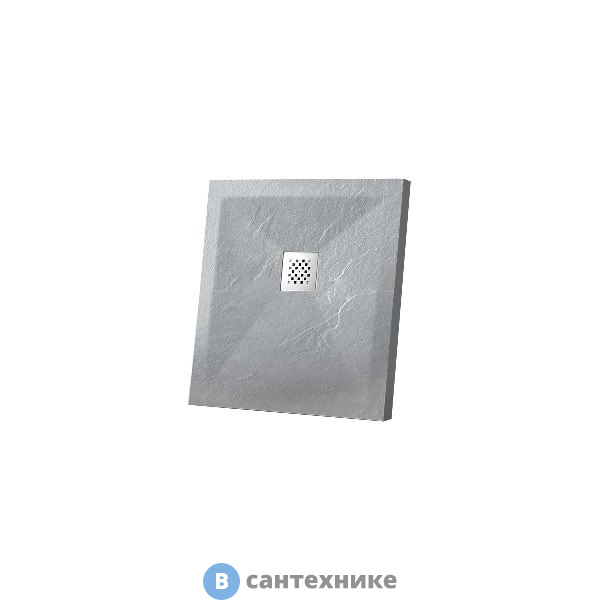 Душевой поддон Vincea VST-4SR9090G из искусственного камня, 900*900*25, серый, без сифона