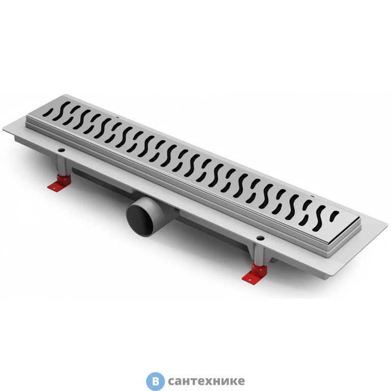 Водоотводящий пластиковый желоб AZARIO D40 (боковой слив) с решеткой Harmony 650 мм (AZ-CH 650 H)