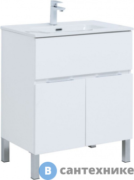 картинка Тумба под раковину Aquanet Алвита new 70 напольная 1 ящ., 2 дв. белый матовый (303901)