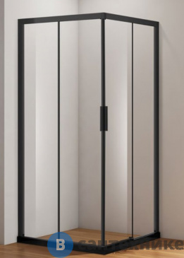 картинка Душевое ограждение Aquanet AE60-S-100x100U-BT Pleasure, квад. 1000*1000 мм, проф. черн.мат., стек.прозр (225502)