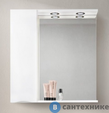 картинка Шкаф зеркальный BelBagno 80 см MARINO-SPC-800/750-1A-BL-P-L подвесной с одной распашной дверцей с доводчиками, с подсветкой, левосторонний, Bianco Lucido