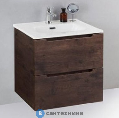 Тумба под раковину BelBagno ETNA-H60 подвесная с двумя выкатными ящиками, с доводчиками, Rovere Moro, 600x455x600 (ETNA-H60-600-2C-SO-RW-P)