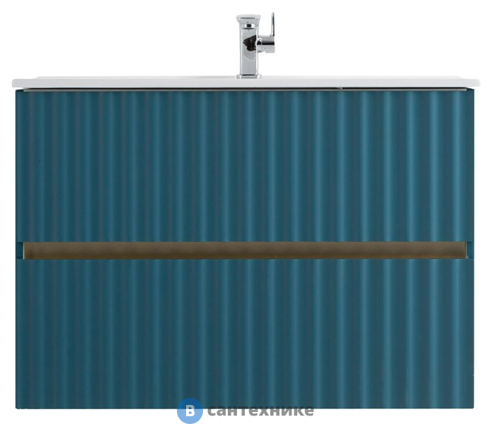 Тумба под раковину Art & MAX ELEGANT AM-ELEGANT-800-2C-SO-AQ-P подвесная с двумя выкатными ящиками, с LED подсветкой ручек, аквамарин