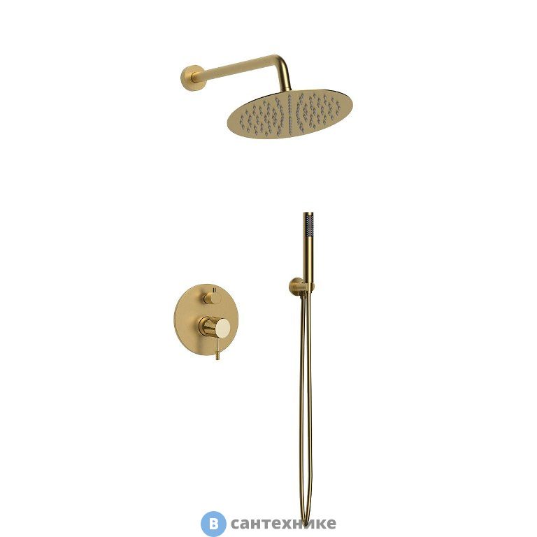 Душевой комплект Vincea Desire VSFW-1D1BG встраиваемый, 2 режима, 25 см S304 верх душ, брашированное золото