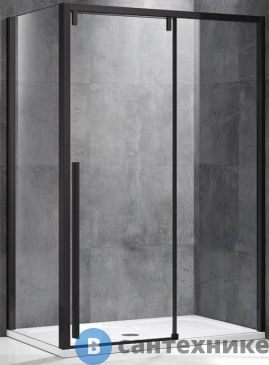 картинка Душевой уголок Vincea Lugano VSR-1L1012CLB-1 1200*1000, чёрный, стекло прозрачное, без поддона