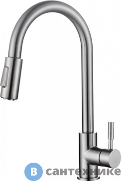 картинка Смеситель BelBagno BB-LAM31A-IN для кухни двухрежимный, нержавеющая сталь, исполнение сатин