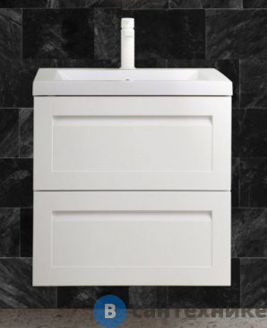 картинка Тумба под раковину Art & MAX PLATINO AM-Platino-580-2C-SO-BM подвесная с двумя выкатными ящиками, белый матовый