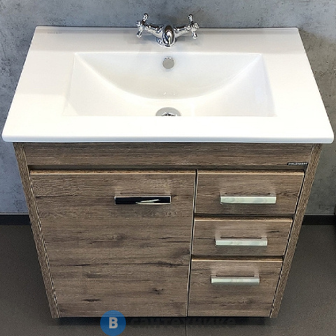 Тумба Comforty Марио-75 дуб темный с раковиной Quadro 75
