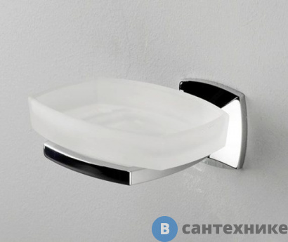 картинка Мыльница WasserKRAFT Wern K-2529 стеклянная металл, хромоникелевое покрытие, матовое стекло