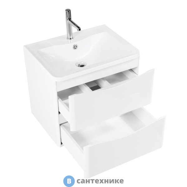 Тумба под раковину BelBagno ACQUA ACQUA-600-2C-SO-BL подвесная с двумя выкатными ящиками, Bianco Lucido, 600x450x500