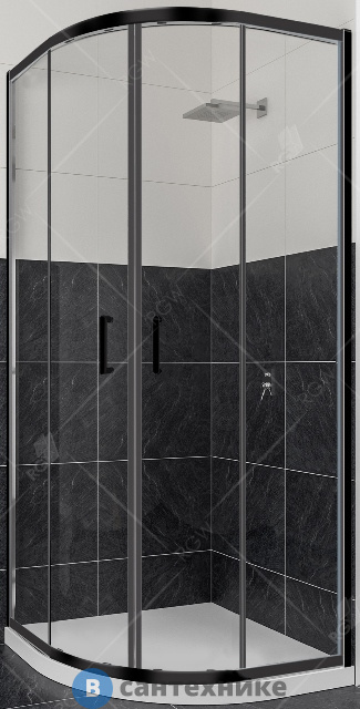 Душевой уголок RGW CL-54-B 100*100*185 полукруг/чёрный/прозрачное/5 мм (32095400-14) без поддона