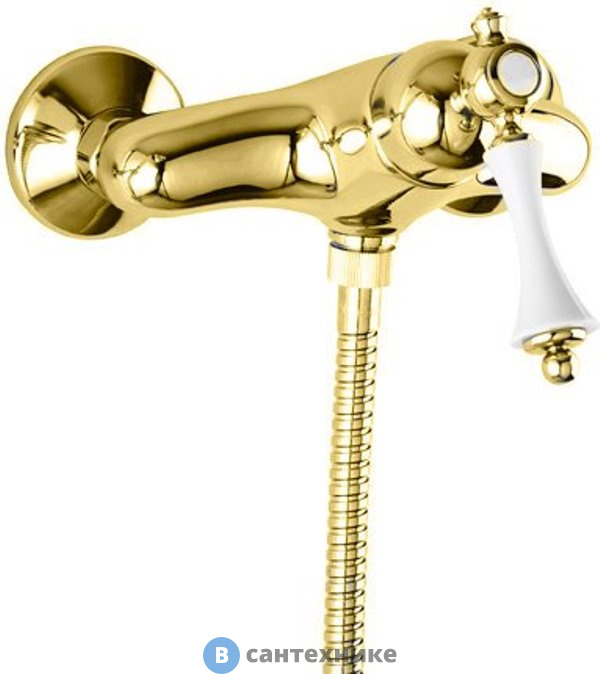 Смеситель Cezares MARGOT-DM-03/24-Bi для душа однорычажный, золото, ручка белая