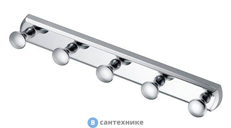 Кронштейн настенный WasserKRAFT K-1075 5 крючков металл, хромоникелевое покрытие