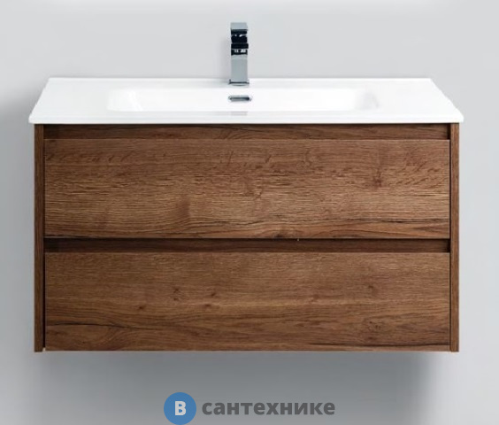 Тумба под раковину BelBagno 91 см KRAFT-900-2C-SO-RT подвесная с двумя выкатными ящиками, Rovere Tabacco