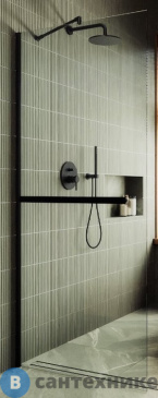 картинка Душевая перегородка в профиле MaybahGlass 1950*790 Стекло 8 мм Бесцветное +Полотенцесушитель (MGD-726-6ш)