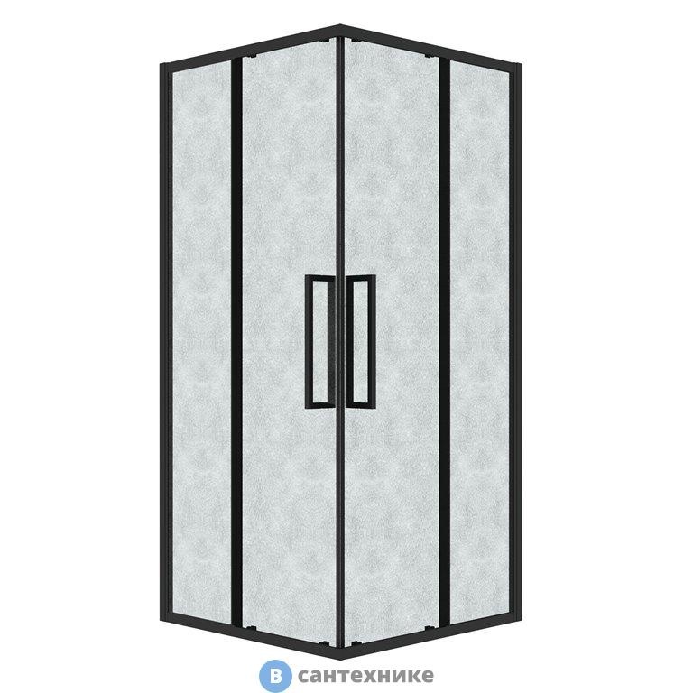 Душевое ограждение Grossman Cosmo 300.K33.02.8080.21.02 (80*80*195) квадрат, раздвижн, черн. матов, стекло шиншилла, без поддона