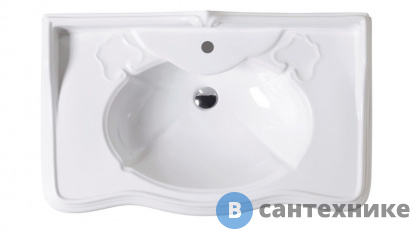 картинка Раковина AZZURRA JUBILAEUM со спинкой 90*56см с 1 отв под смеситель, белый (JULP0905500MBI/(JUB200/90 bi)*)