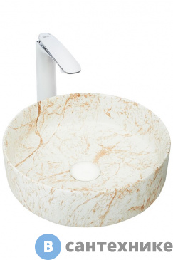 картинка Раковина WELTWASSER ELBACH 3134 M829 накладная (белая с бежевым) /355х355х120/