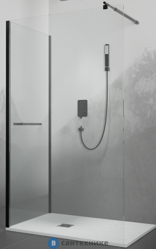 Душевой уголок RGW WA-005-1B (WA-002B+Z-060-2B) чёрный/Прозрачное/6 мм 70* 80*195 (351005178-14), без поддона