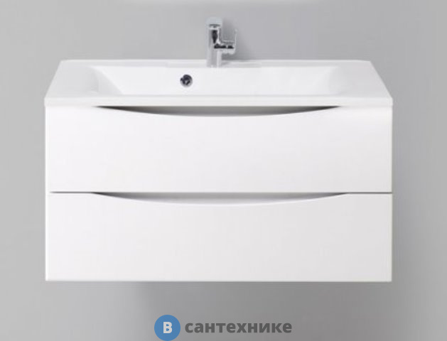 Тумба под раковину BelBagno 90 см MARINO-900-2C-SO-BL-P подвесная с двумя выкатными ящиками, Bianco Lucido
