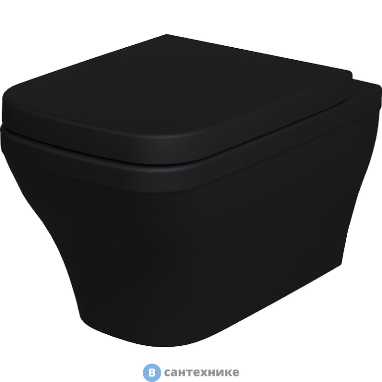 Унитаз подвесной Ambassador Benefit 203T20201R (535*340*360) чёрный матовый, безободковый, без сиденья