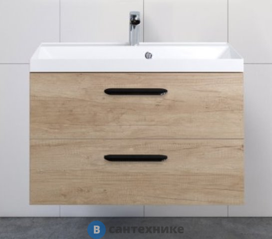 Тумба под раковину BelBagno 80 см AURORA-800-2C-SO-RNN подвесная с двумя выкатными ящиками, Rovere Nebrasca Nature