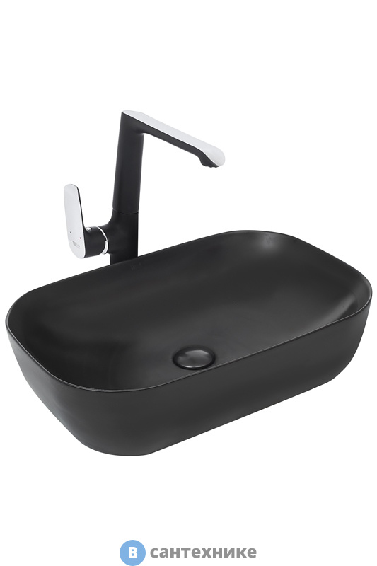 Раковина WELTWASSER ELBACH M21433 MB накладная (матовая чёрная) /610х400х145/