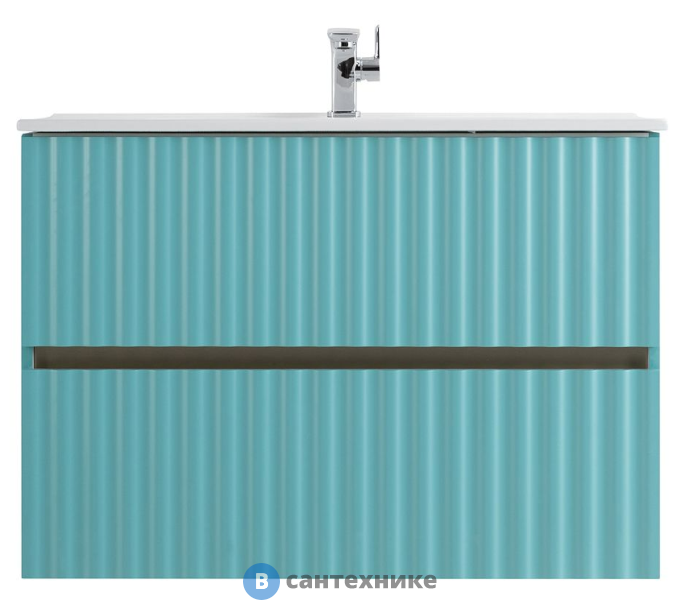 Тумба под раковину Art & MAX ELEGANT AM-ELEGANT-600-2C-SO-MM-LED подвесная с двумя выкатными ящиками, с LED подсветкой ручек, светло-зеленый матовый, 570x469x550