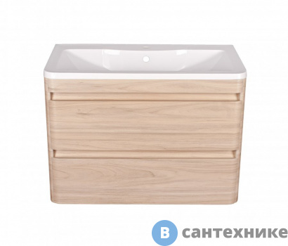 картинка Тумба под раковину Style line Атлантика 80, Люкс ясень перламутр, подвесная PLUS (2000949229959)