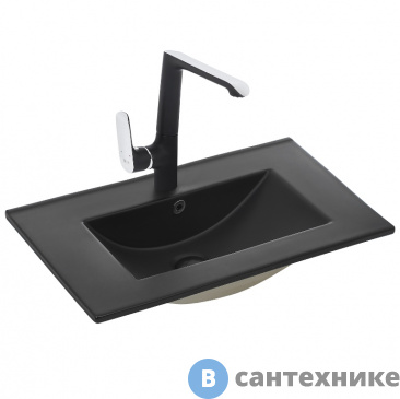 картинка Раковина WELTWASSER DEILBACH 7506- 70 MT- BL врезная (матовая чёрная) /710х465х180/