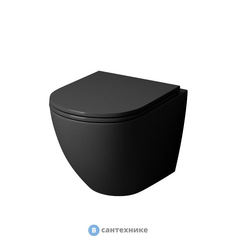 Унитаз подвесной Grossman GR-4457BMS черный матовый, безободковый с тонкой крышкой