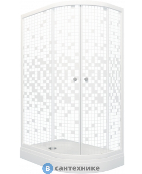 Душевое ограждение Тритон Коралл 120*80 А лев., 1/4 круга, низк. подд., Белый, Мозаика (DK243)