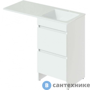 картинка Тумба Orange Optima Op-110TUW+RAR напольная с правой раковиной, белый глянец, 48х48х87 см (ST-110TUW+RAR)