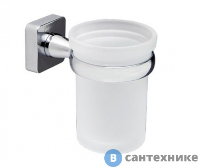 картинка Стакан для зубных щеток WasserKRAFT Lippe K-6528 стеклянный металл, хромоникелевое покрытие, матовое стекло