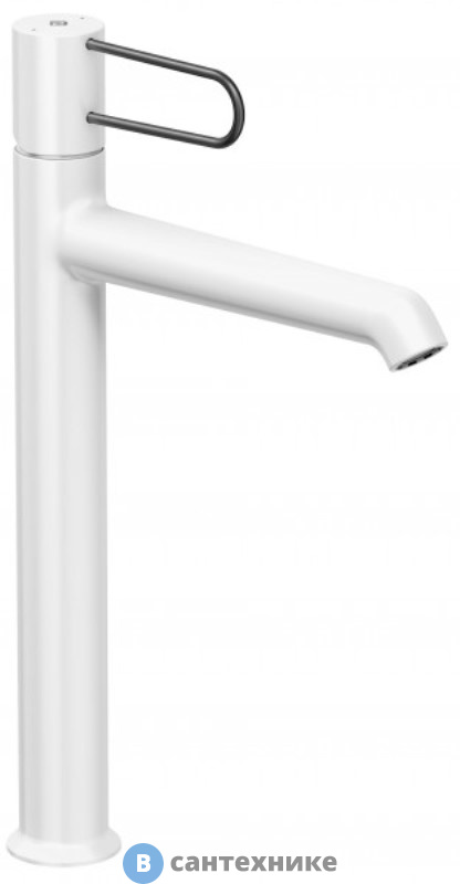 Смеситель Jacob Delafon ODEON RIVE E21030-BL-00 высокий для раковины с дк, корпус белый, ручка чёрный