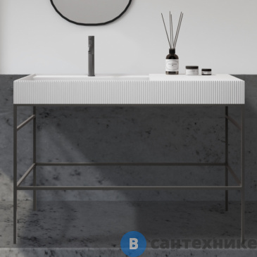 картинка Консоль с раковиной ABBER Stein AS2647 напольная, белая матовая