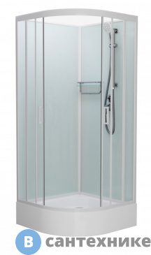 картинка Душевая кабина Frank F409/1 М White средний поддон б/к (без крыши) матовое стекло