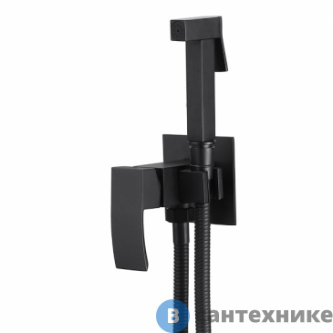 картинка Смеситель ABBER Wasserfall AF8625B с гигиеническим душем, чёрный матовый