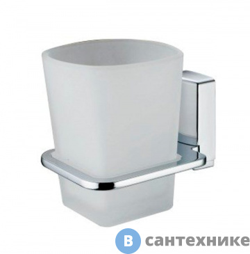 картинка Стакан для зубных щеток WasserKRAFT Leine K-5028 стеклянный металл, хромоникелевое покрытие, матовое стекло