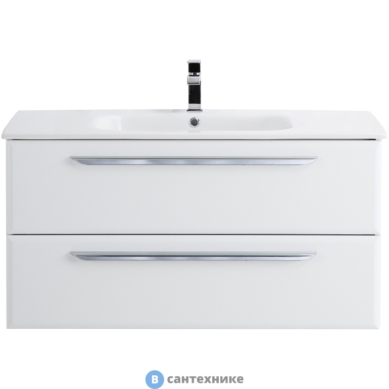 Тумба под раковину Cezares ECO-CER подвесная с двумя выкатными ящиками, Bianco Opaco, 970x450x500, ECO-CER-1000-2C-SO-BO