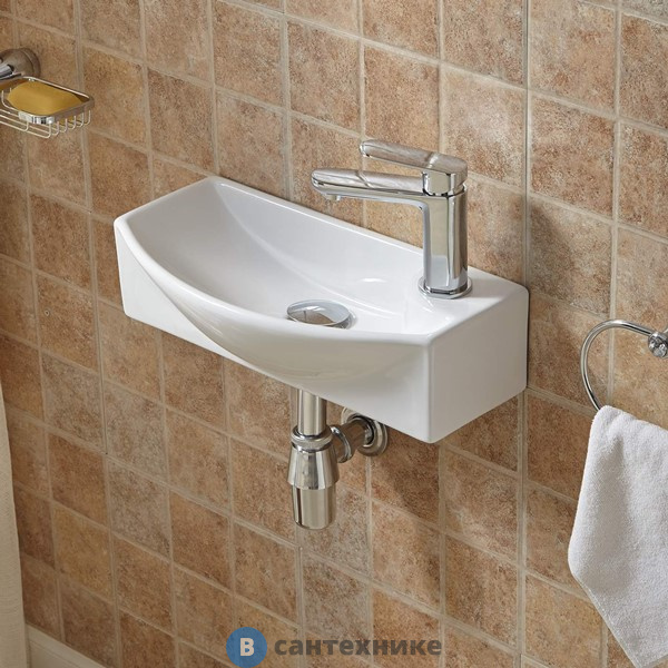 Раковина WELTWASSER AISBACH 7946 GL-WT R подвесная (глянцевая белая) 455х220х130 мм