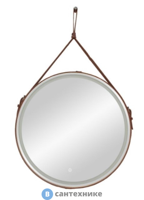 Зеркало с подсветкой Art & MAX Milan D800 на ремне из коричневой кожи AM-Mil-800-DS-F-Brown