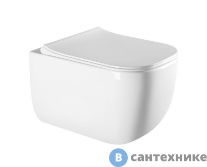 картинка Унитаз подвесной Vincea Form VT1-35 безободковый, белый, ультратонкое soft-close сиденье