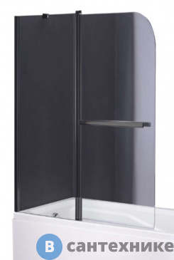 картинка Шторка на ванну Taliente TA-1214CB прозр. стекло 6 мм, чёрный профиль 120*140 см