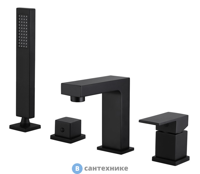 Смеситель ABBER Daheim AF8213B на борт ванны, чёрный матовый