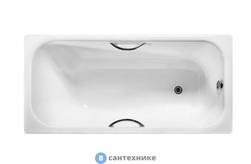 Ванна чугунная WOTTE Start УР 1600х750 c отверстиями для ручек (БП-00000002), без ножек и ручек